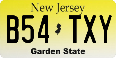 NJ license plate B54TXY