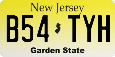 NJ license plate B54TYH