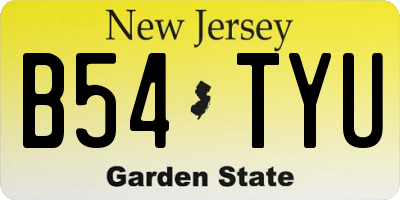NJ license plate B54TYU