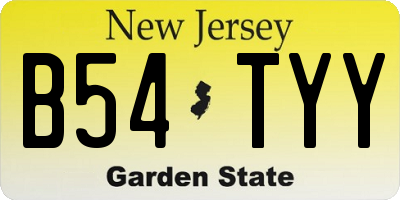 NJ license plate B54TYY
