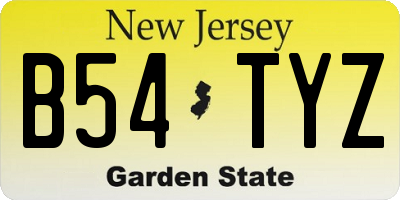 NJ license plate B54TYZ