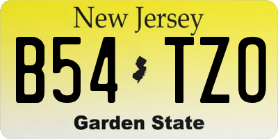 NJ license plate B54TZO