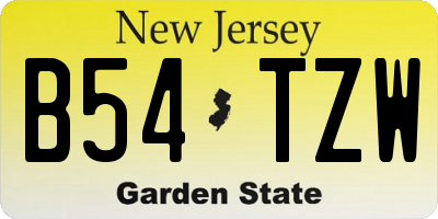 NJ license plate B54TZW