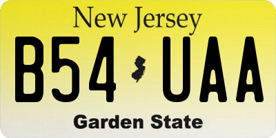 NJ license plate B54UAA