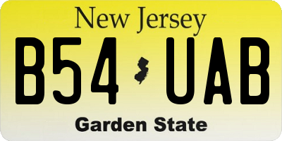 NJ license plate B54UAB