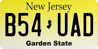 NJ license plate B54UAD