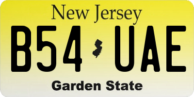 NJ license plate B54UAE