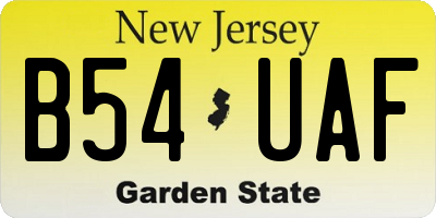 NJ license plate B54UAF
