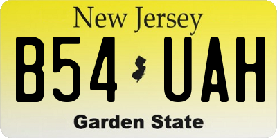 NJ license plate B54UAH