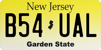 NJ license plate B54UAL