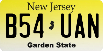 NJ license plate B54UAN