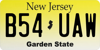 NJ license plate B54UAW