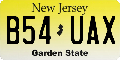 NJ license plate B54UAX