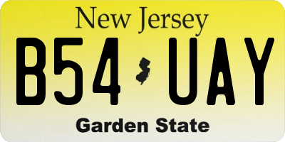 NJ license plate B54UAY
