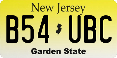 NJ license plate B54UBC