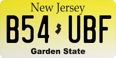 NJ license plate B54UBF
