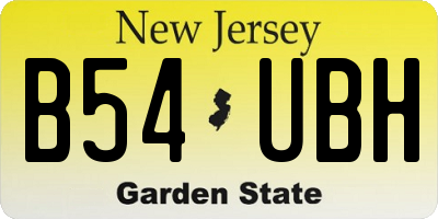 NJ license plate B54UBH