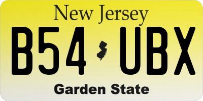 NJ license plate B54UBX