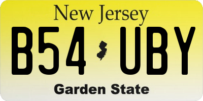 NJ license plate B54UBY