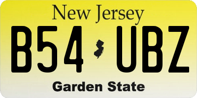 NJ license plate B54UBZ