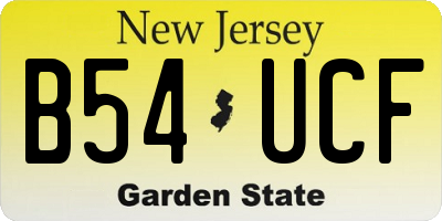 NJ license plate B54UCF