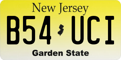 NJ license plate B54UCI