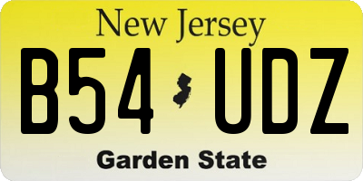 NJ license plate B54UDZ