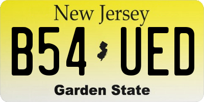 NJ license plate B54UED