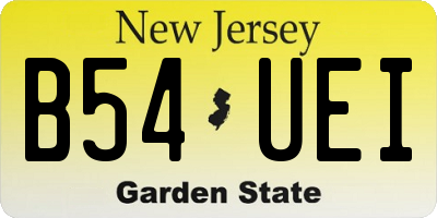 NJ license plate B54UEI