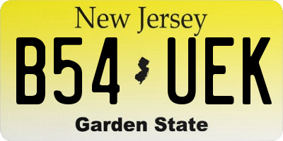 NJ license plate B54UEK