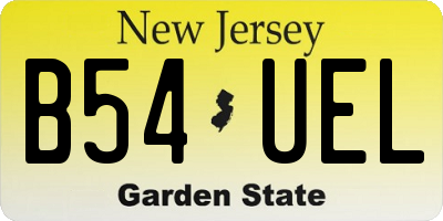 NJ license plate B54UEL