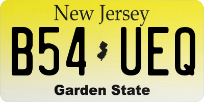 NJ license plate B54UEQ