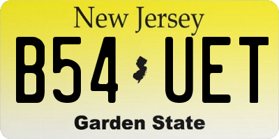 NJ license plate B54UET