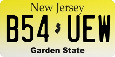 NJ license plate B54UEW