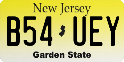 NJ license plate B54UEY