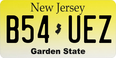 NJ license plate B54UEZ