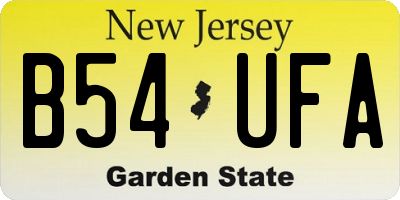 NJ license plate B54UFA