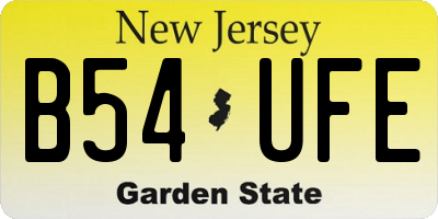 NJ license plate B54UFE