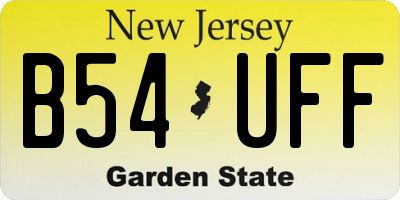 NJ license plate B54UFF