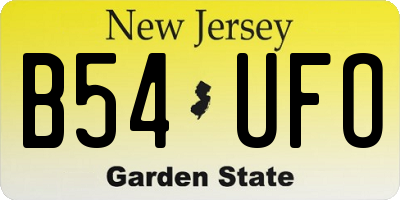 NJ license plate B54UFO