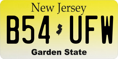 NJ license plate B54UFW