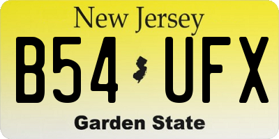 NJ license plate B54UFX