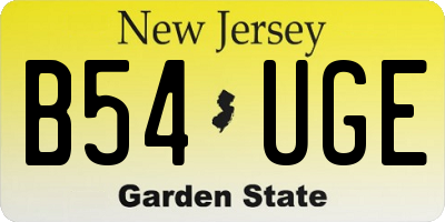 NJ license plate B54UGE