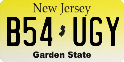 NJ license plate B54UGY