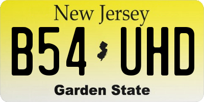 NJ license plate B54UHD
