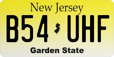 NJ license plate B54UHF