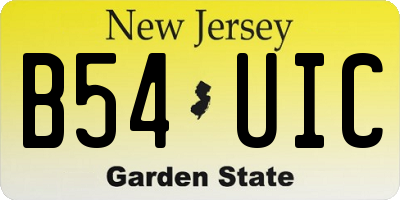 NJ license plate B54UIC