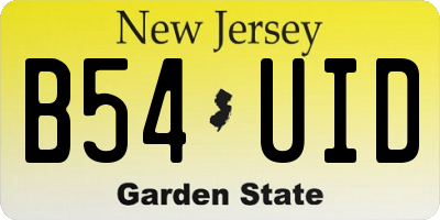 NJ license plate B54UID