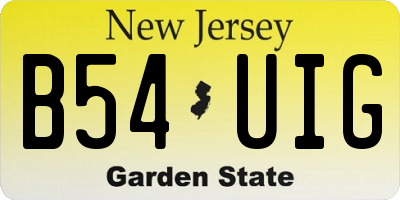NJ license plate B54UIG