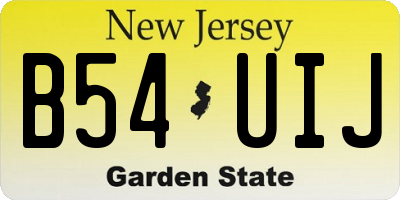 NJ license plate B54UIJ